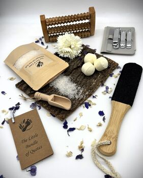 Men's Foot Spa In A Box, Pure Pampering For Tired Feet, Aromatherapy Foot Soaks, Wooden Massager, Socks, Pedicure Kit, Men's Christmas Gift, 2 of 7