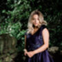Navy Satin Hi Low And Sparkle Occasion Dress, thumbnail 3 of 9