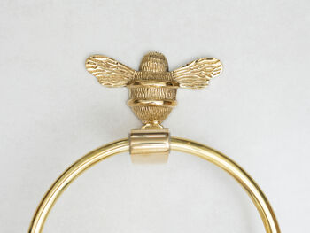 Brass Bee Bathroom Towel Ring With Bee Brass, 3 of 3
