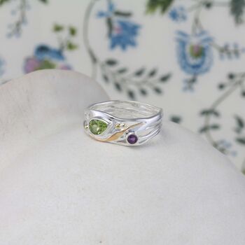 Silver Peridot And Amethyst Ring, 3 of 8