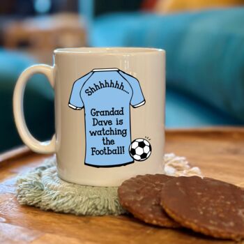 Personalised Shh Watching Football Team Shirt Mug, 3 of 6