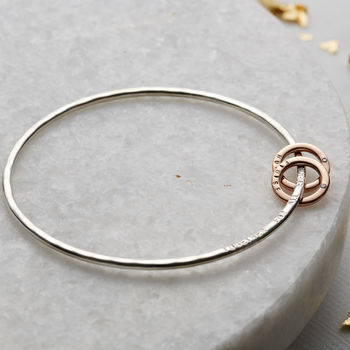 Personalised 9ct Gold And Silver Diamond Circle Bangle, 2 of 9