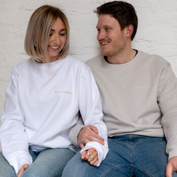 Embroidered Couples Roman Numerals Sweatshirt Set, 3 of 8
