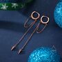 Sterling Silver Dangling Spike Chain Huggie Hoop Earrings, thumbnail 5 of 10