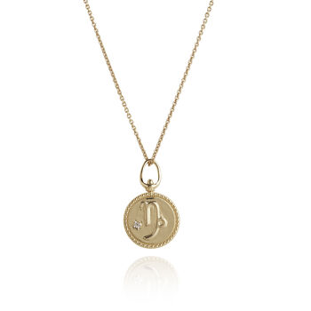 Zodiac Coin Pendant Gold Plated Sterling Silver, 9 of 12