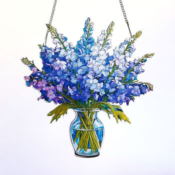 Larkspur Birth Flower Suncatchers July, 4 of 4
