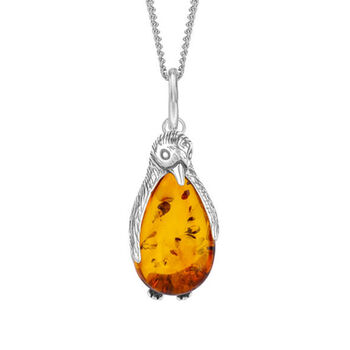 Sterling Silver Baltic Amber Penguin Necklace, 2 of 9