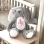 Personalised Baby Girl Gift Bunny Cushion, thumbnail 2 of 3