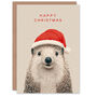 Adorable Hedgehog Wearing A Santa Hat Christmas Card, thumbnail 1 of 4