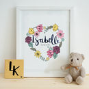 Personalised Baby Name Floral Wreath Print By The Loyal Kingdom ...