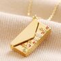 Wildflower Envelope Locket Necklace In Gold Plating, thumbnail 2 of 9