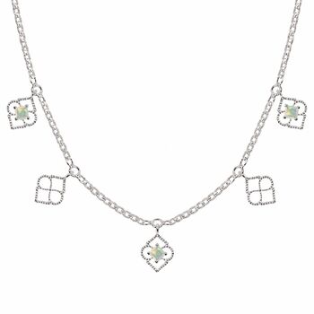 Moroccan Charm Sterling Silver Opal Necklace, 2 of 8