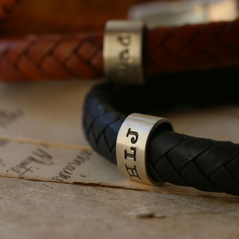 Personalised Classic Silver And Leather Bracelet, 6 of 12