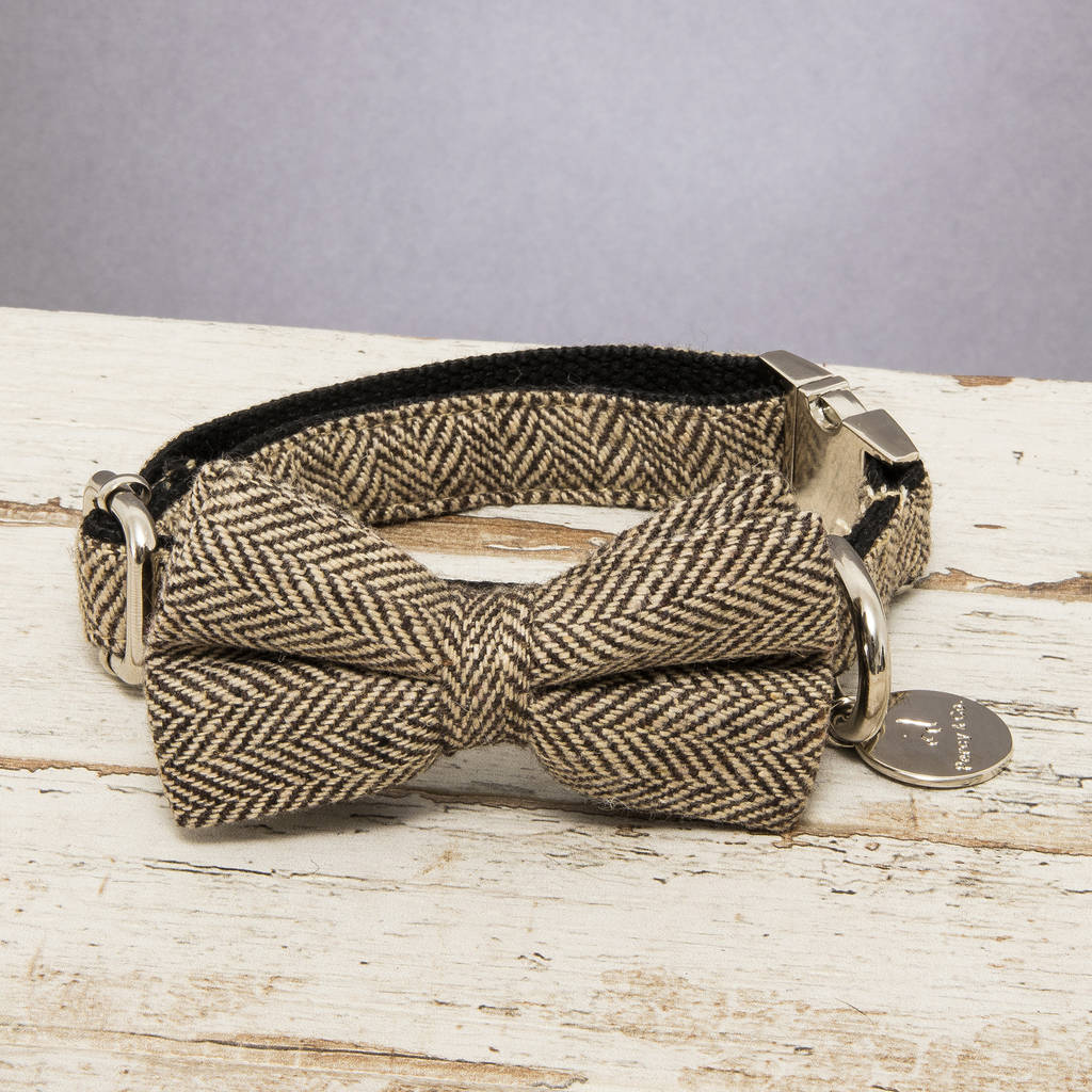 The Beaufort Country Tweed Dog Collar Bow Tie, 1 of 5