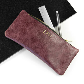 Monogrammed Luxury Leather Pencil Case, 5 of 12