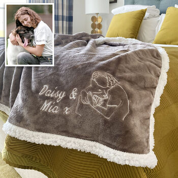 Personalised Embroidered Photo Neutral Sherpa Blanket, 5 of 11