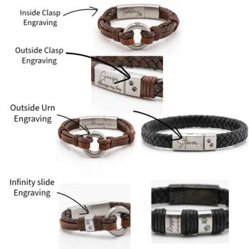 Personalised Mixed Brown Leathers Memorial Bracelet With 'Circle Of Life' Urn For Ashes, 12 of 12