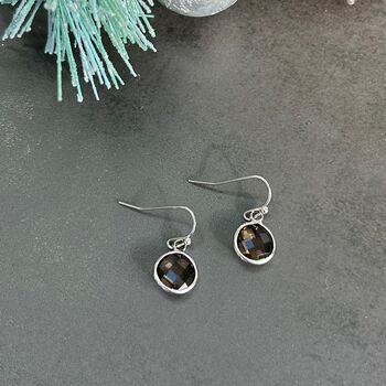 Silver Plated Brown Smoky Quartz Earrings, 3 of 3