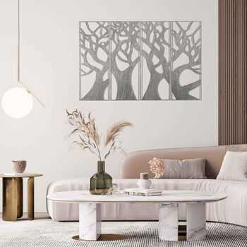 Four Piece Wooden Tree Modern Wall Art For Any Room, 8 of 12