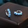 Sterling Silver Blue Opal Huggie Hoops, thumbnail 1 of 10
