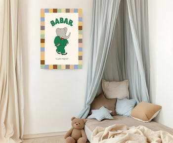 Babar The Elephant Nursery Welcome Art Print, 3 of 3