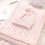 Luxury Girls Pale Pink Cable Baby Blanket, thumbnail 3 of 11