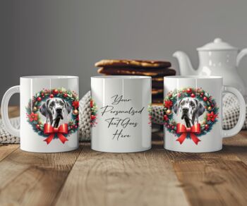 Personalised Great Dane Christmas Wreath Dog Mug, 2 of 2