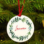 Personalised Mistletoe Wreath Christmas Decoration, thumbnail 1 of 2