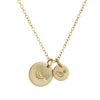 Gold Plated Or Silver Mama And Baby Bird Necklace, 2 of 3