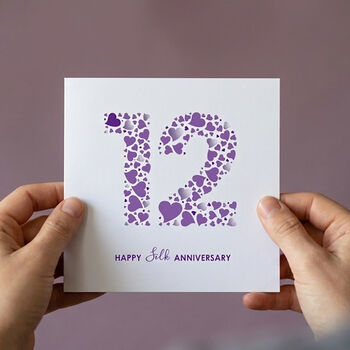 Love Hearts Silk 12th Anniversary Card, 3 of 4