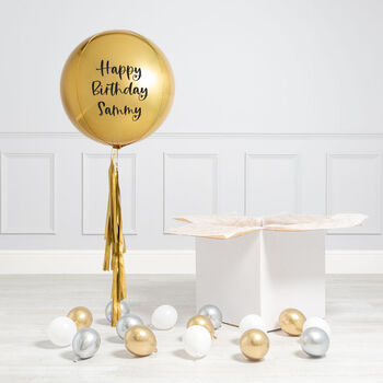 Personalised Gold Inflated Party Orb Balloon, 2 of 2