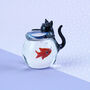 Glass Black Cat With Fish Bowl Figurine | Gift Boxed | Decoration | Collectable | Gift For Home, thumbnail 1 of 5