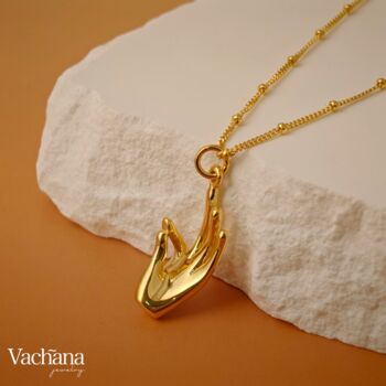 Jnana Mudra Gold Vermeil, Sterling Silver Pendant Necklace, 6 of 12