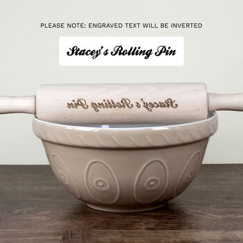 Personalised Beech Wood Revolving Rolling Pin, 2 of 8