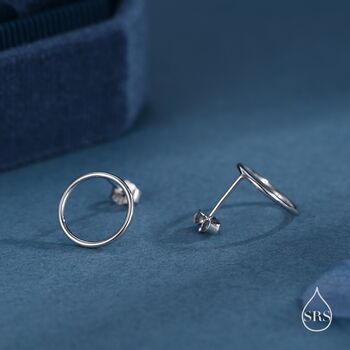 Sterling Silver Minimalist Open Circle Stud Earrings, 4 of 12