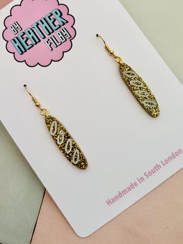 Baguette Glitter Earrings / Foodie Gift / French Bakery Jewellery / Cute Statement Accessories, 4 of 5
