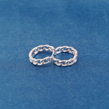 Silver Chain Hoops, Chain Style Huggie Hoop Earrings, Minimalistic Hoops, 6 of 7