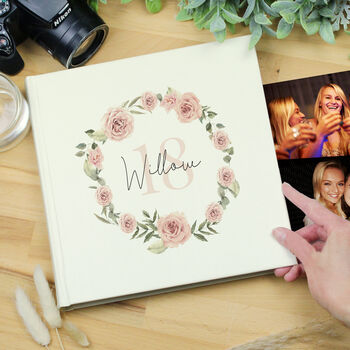 Personalised Floral Wreath Square Photo Album, 5 of 6