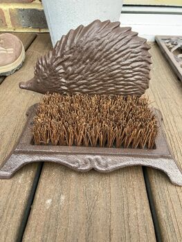 Cast Iron Hedgehog Boot Brush And Scraper Welly Cleaner, 5 of 8