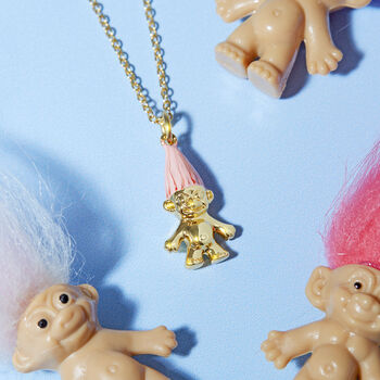 Retro Gold Plated Troll Doll Necklace, 2 of 9