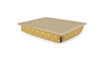 Lap Tray Canary Yellow Spotty Fabric Wood Frame, 2 of 5