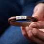 Personalised Men's Anniversary Leather And Steel Bracelet, thumbnail 4 of 6