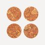 Round Natural Cork Coasters Set Of Four Red, thumbnail 1 of 2