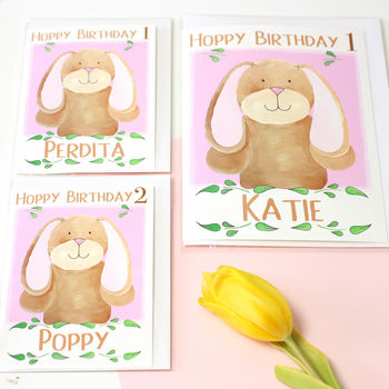 Personalised Bunny Age Hoppy Birthday Card, 7 of 8