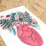 Anatomical Blooming Heart And Flowers A4 Giclee Print, thumbnail 2 of 5