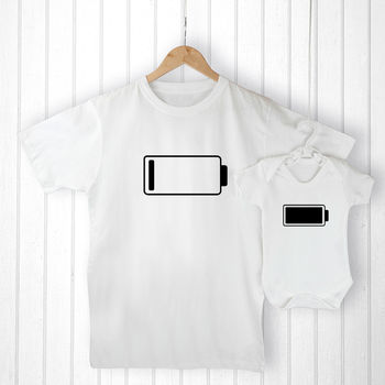 Personalised Adult And Me 'Low Battery' T Shirts, 2 of 3