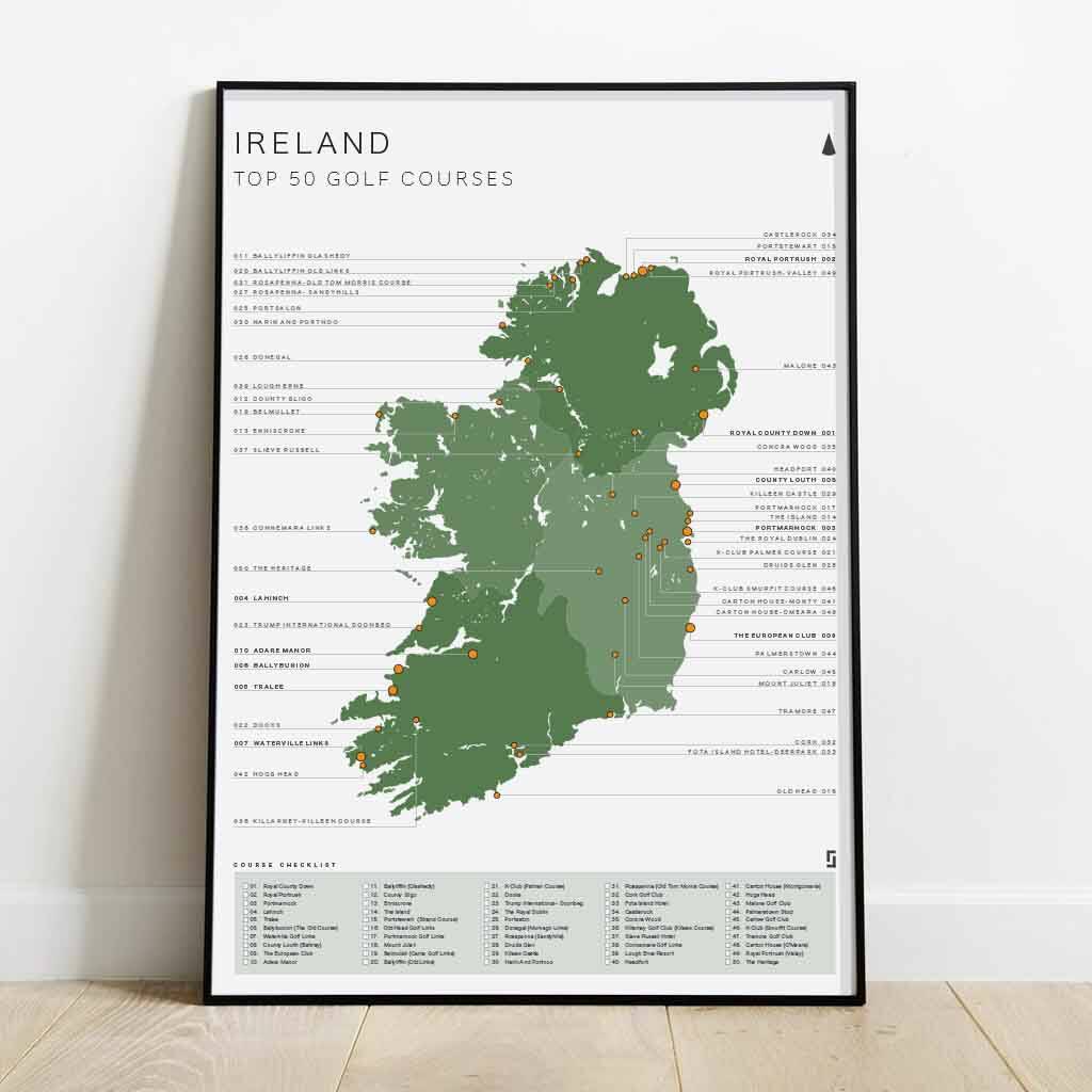 Ireland Golf Map Checklist Top - Original Ireland Golf Map Checklist Top 50 Courses