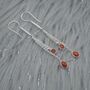Red Coral Sterling Silver Drop Earrings, Long Earrings, thumbnail 3 of 7