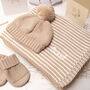 Unisex Baby Blanket, Bobble Hat And Mittens Set, thumbnail 2 of 12