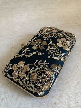 Green Raw Silk Rectangular Clutch Bag, 3 of 9